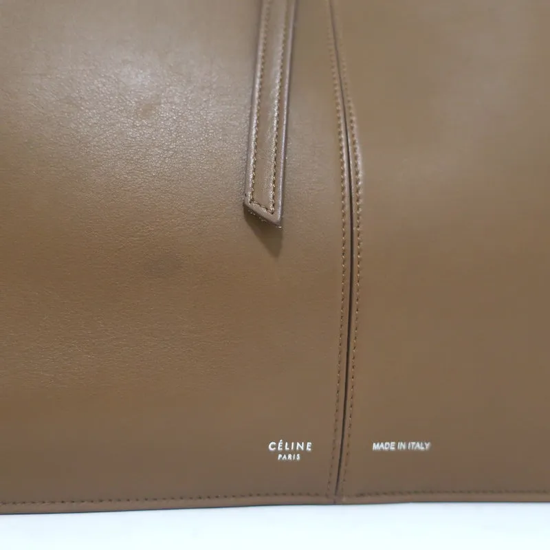 Celine Tri-Fold Medium Shoulder Bag Bi-Color Brown Leather & Blue Suede