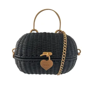 Chanel Black Mini Heart Lock Basket Bag