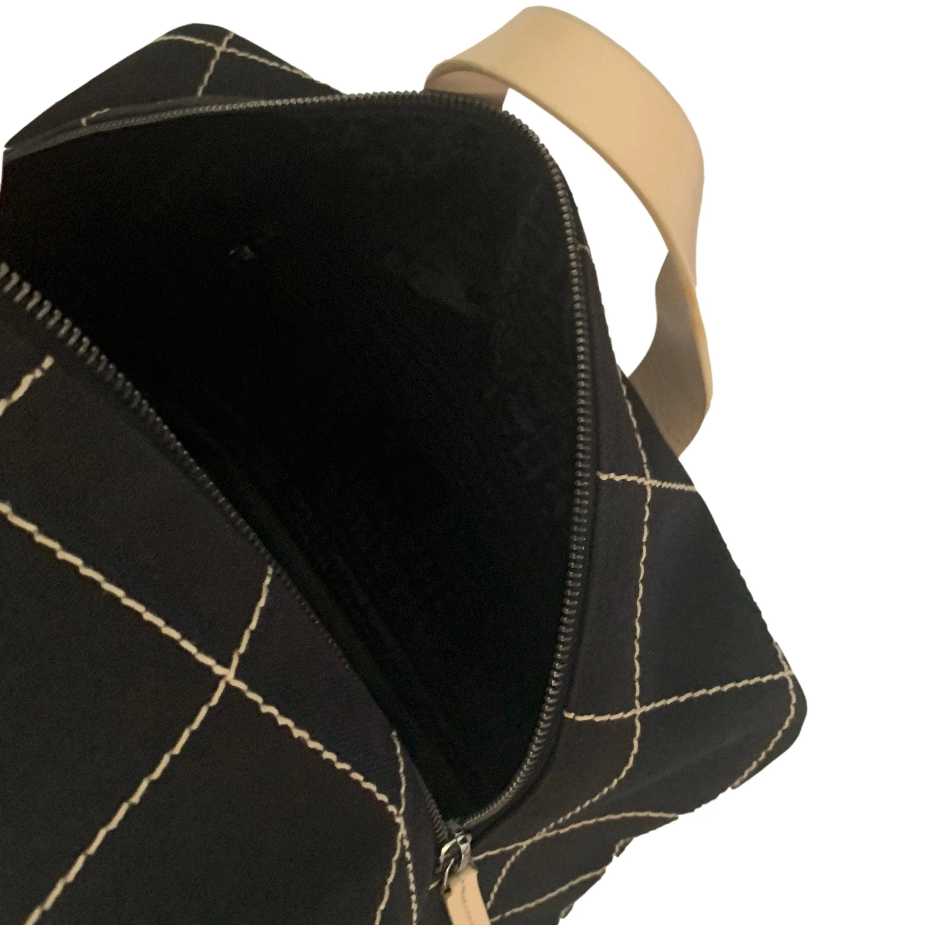 Chanel Black Square Stitch Boston Bag