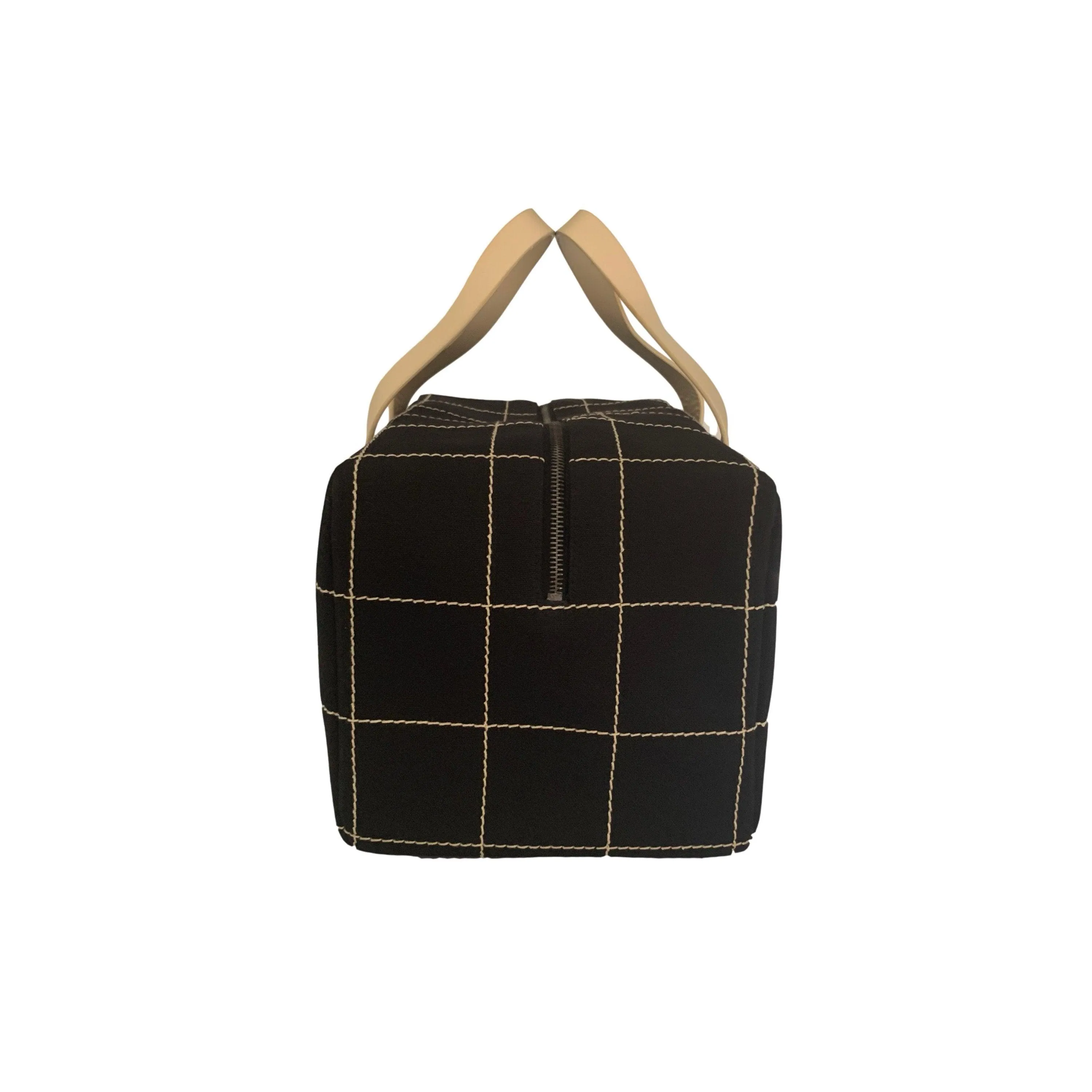Chanel Black Square Stitch Boston Bag
