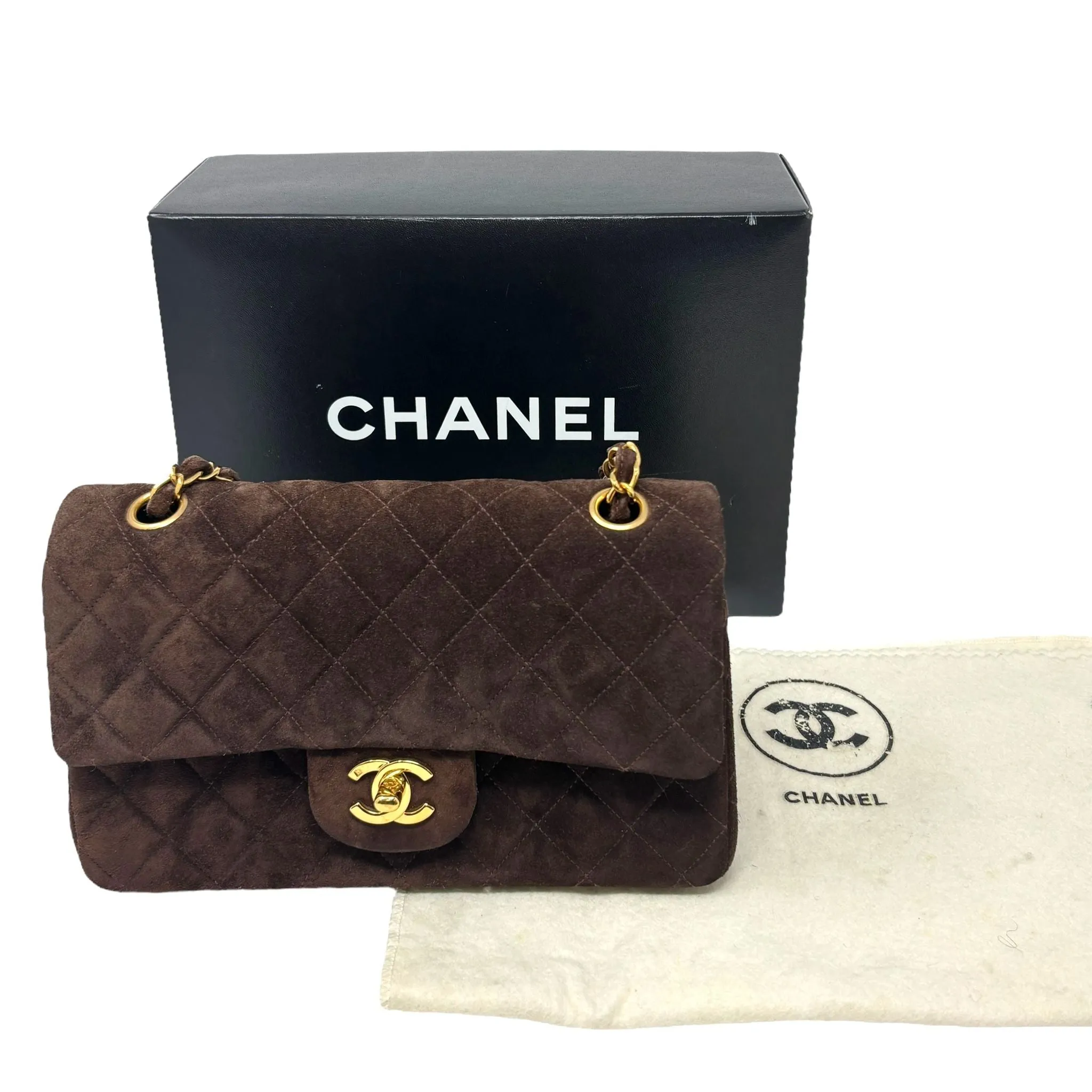 Chanel Brown Suede Medium Flap Bag