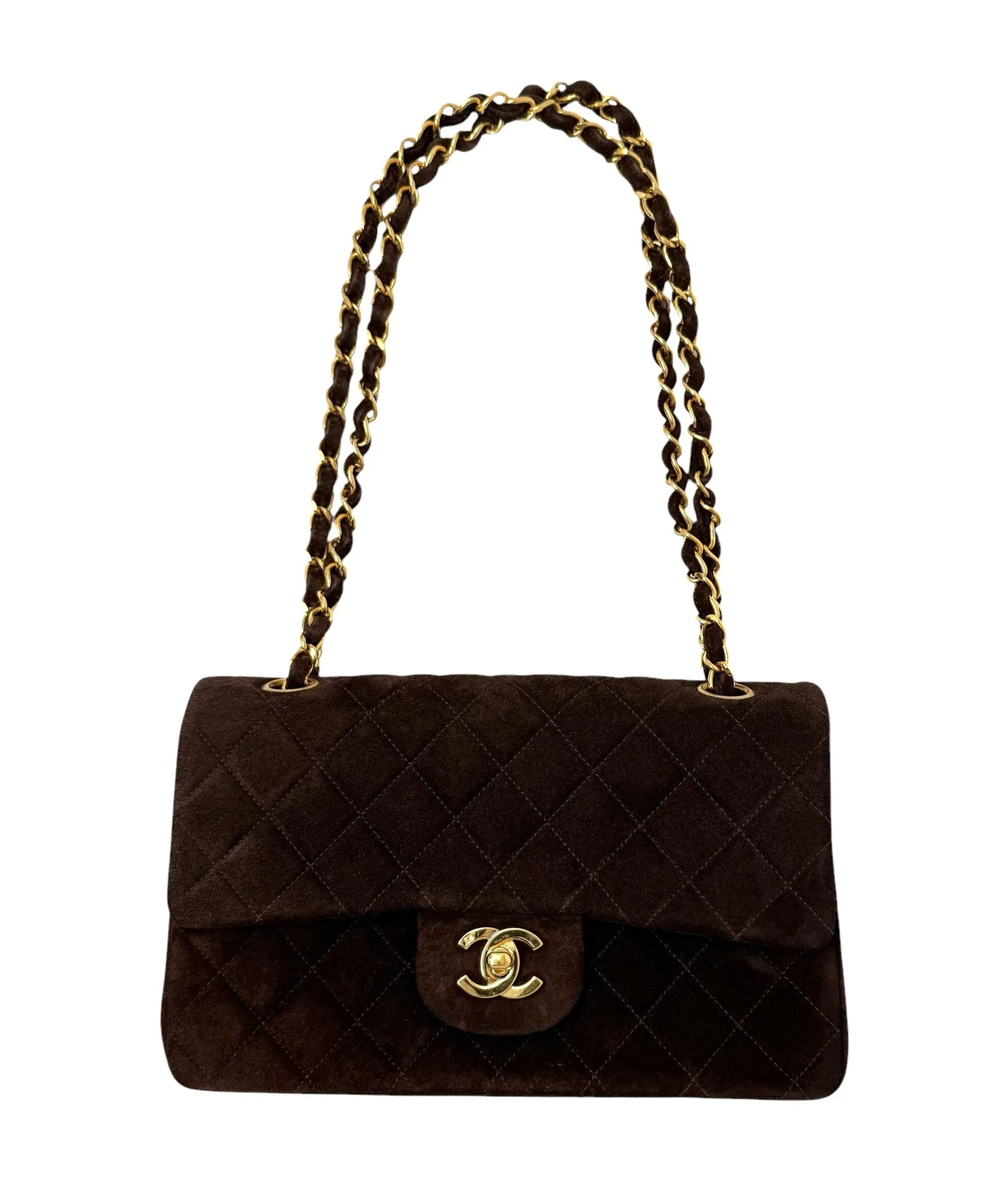 Chanel Brown Suede Medium Flap Bag