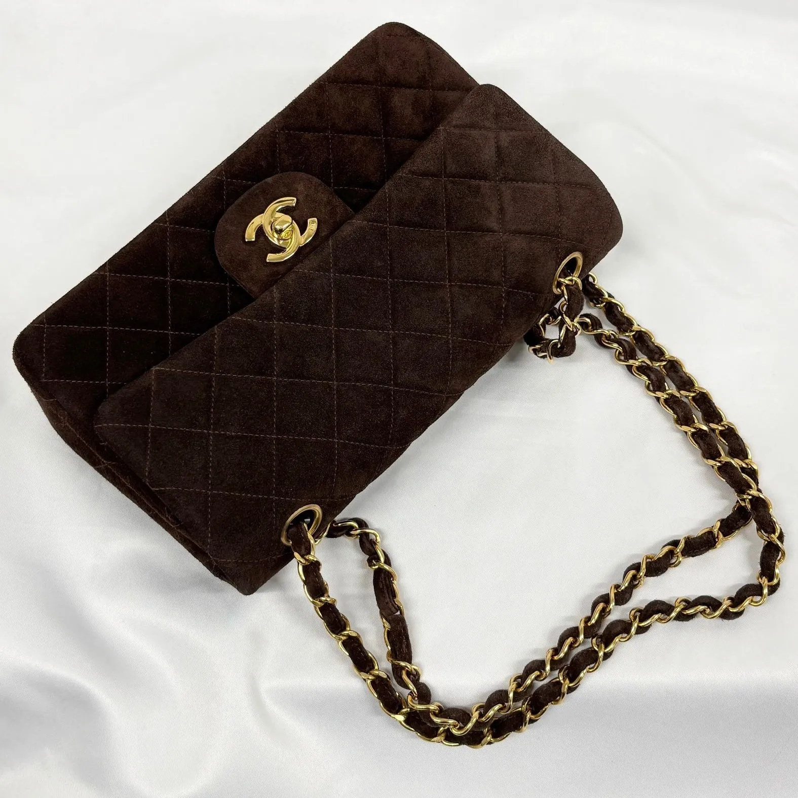 Chanel Brown Suede Medium Flap Bag
