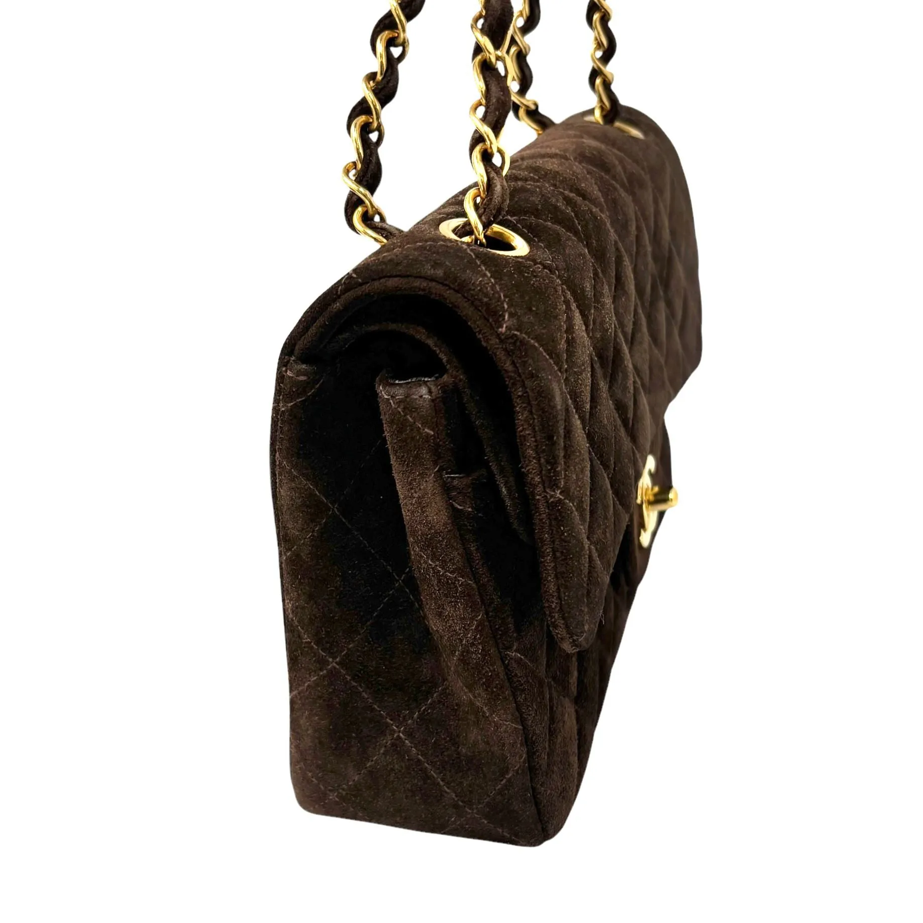 Chanel Brown Suede Medium Flap Bag