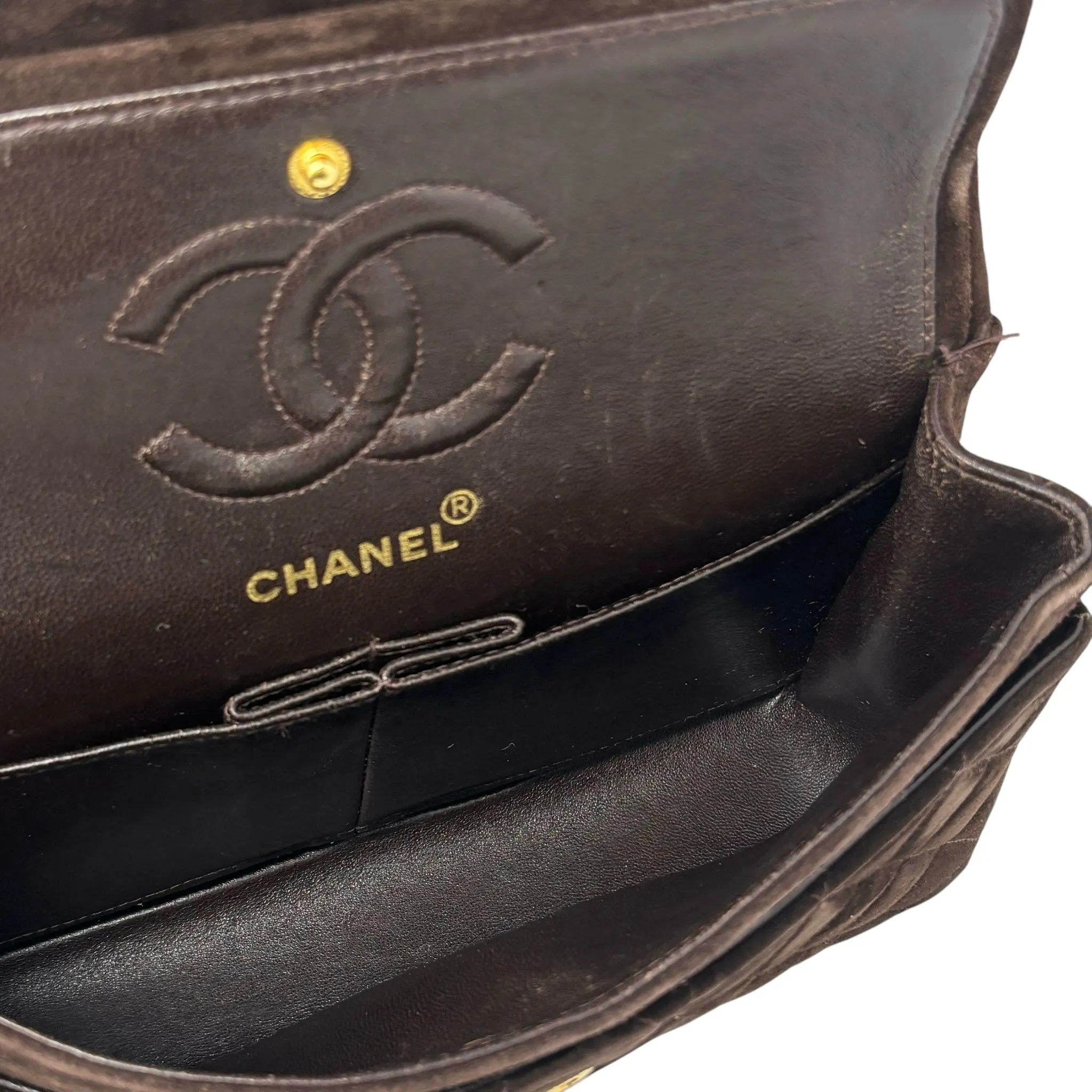 Chanel Brown Suede Medium Flap Bag