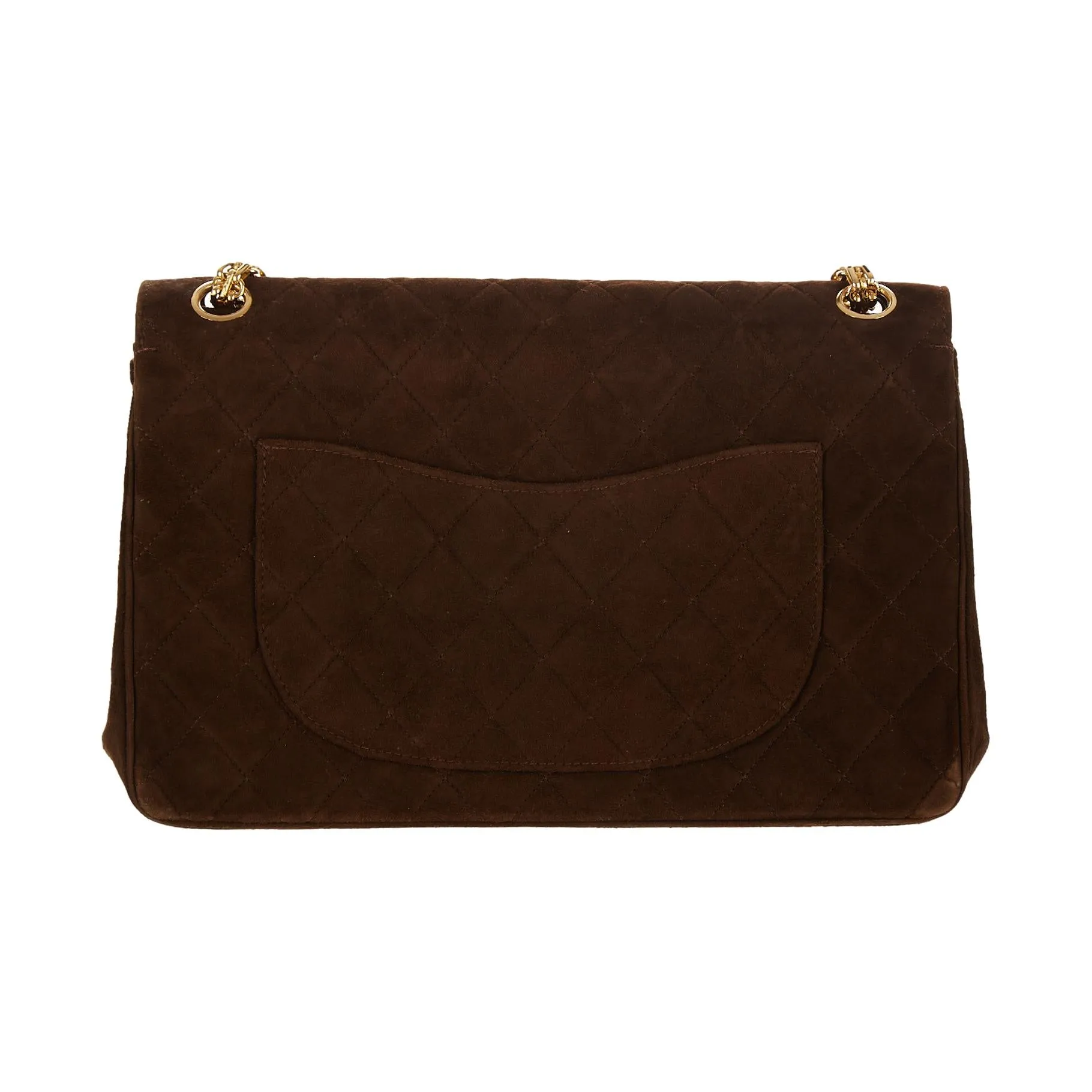 Chanel Brown Suede Quilted Flap Bag