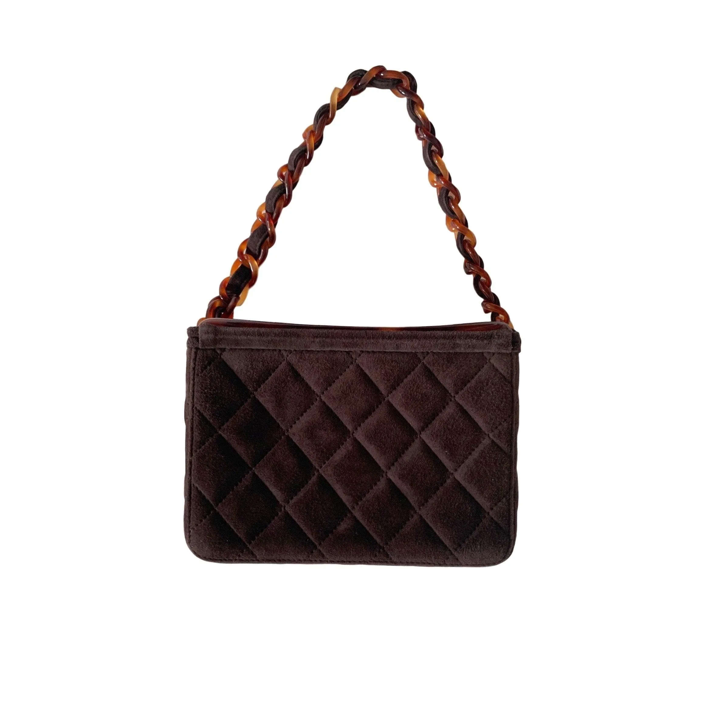 Chanel Brown Tortoise Suede Box Bag