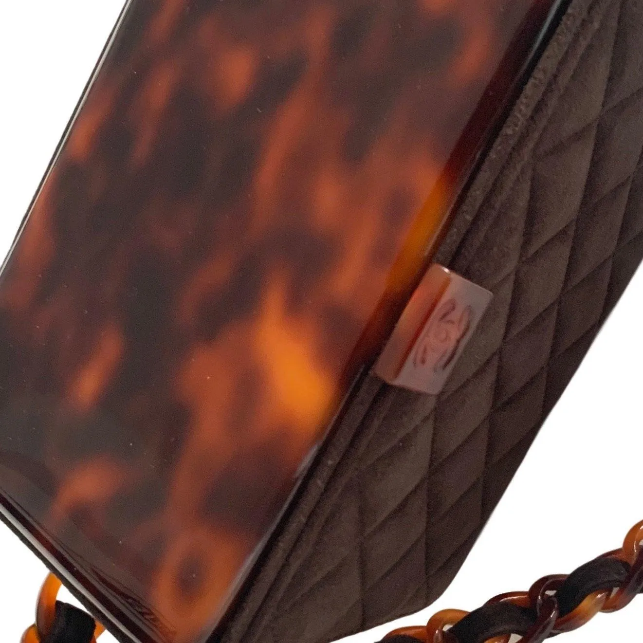 Chanel Brown Tortoise Suede Box Bag