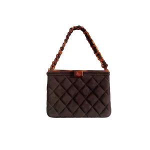Chanel Brown Tortoise Suede Box Bag