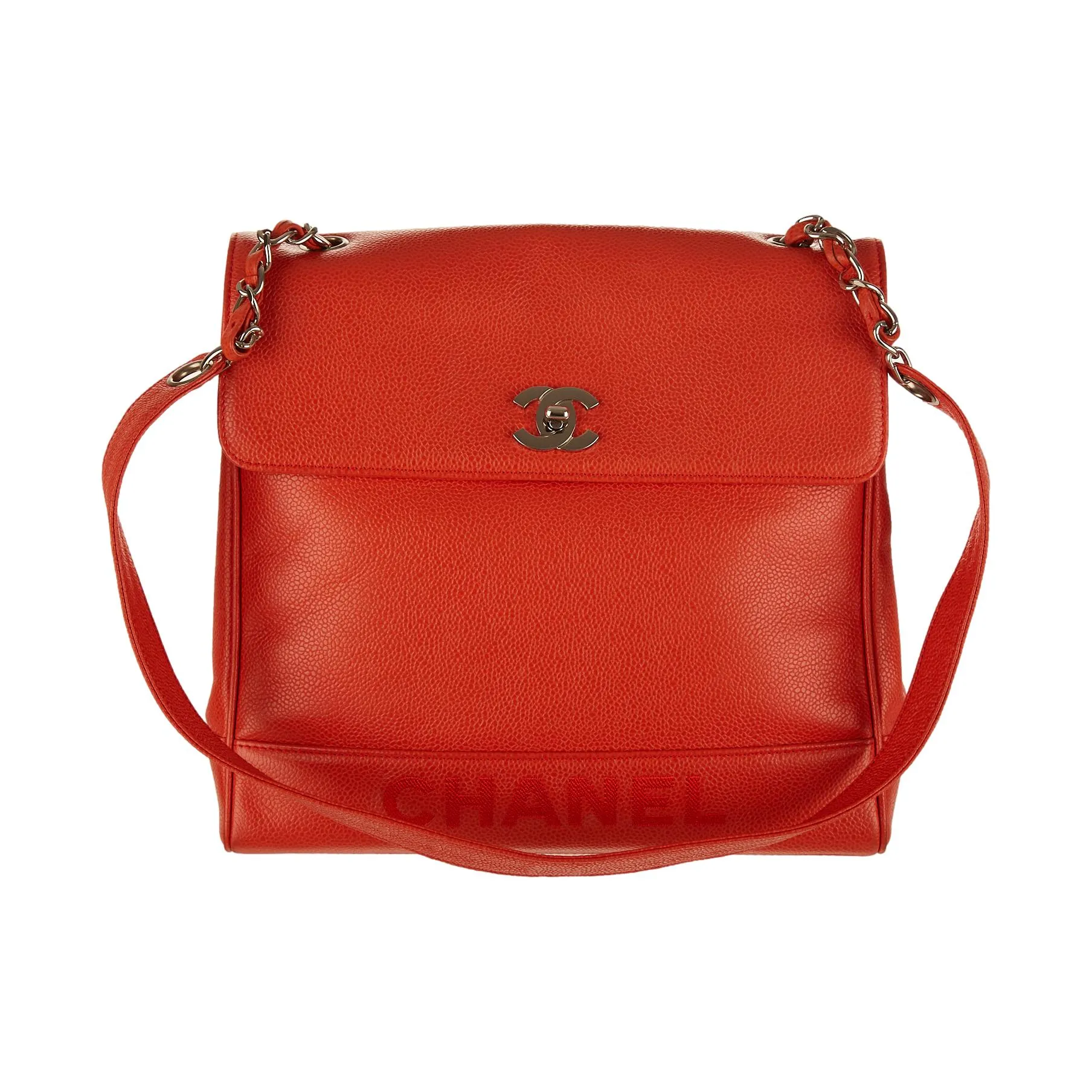 Chanel Orange Logo Shoulder Bag
