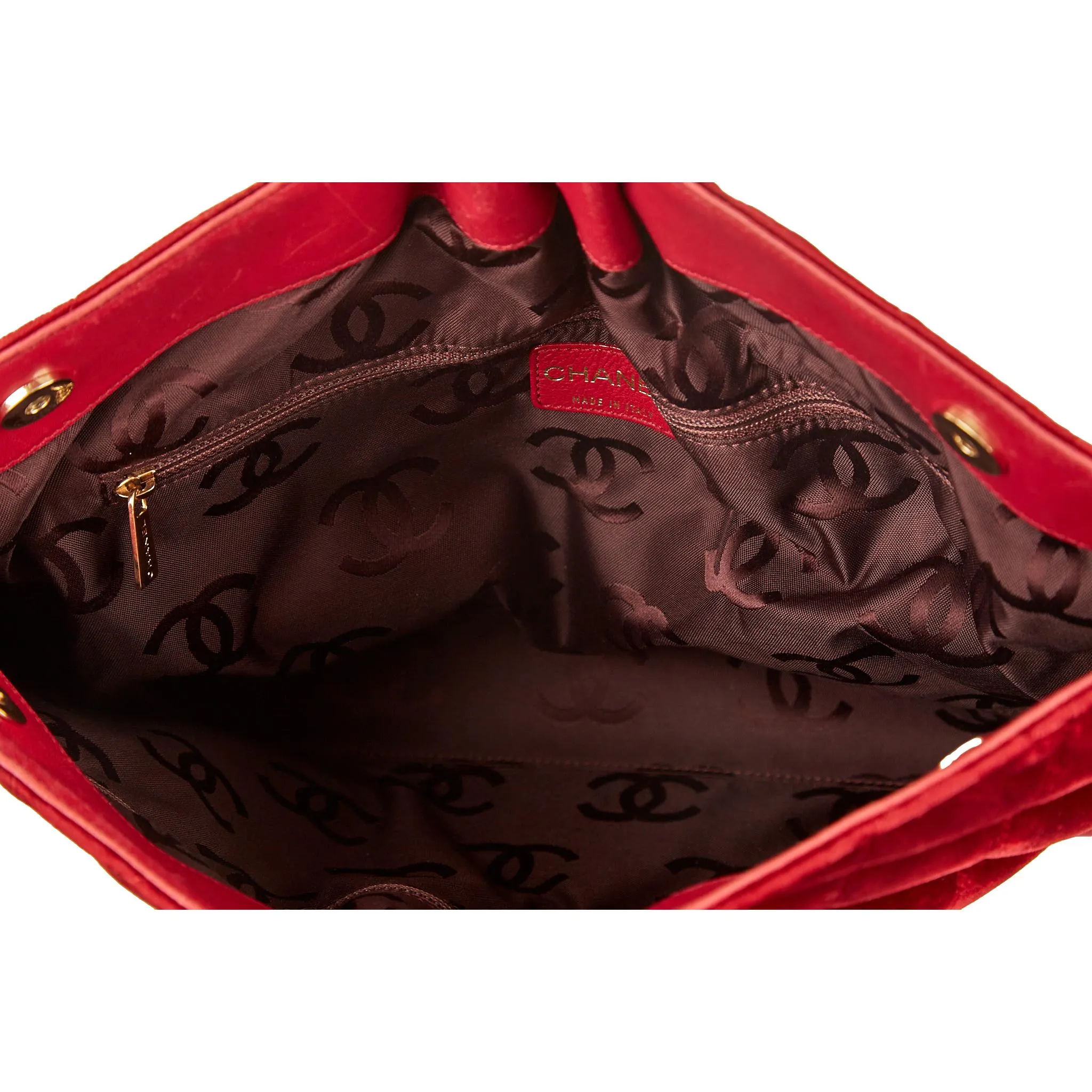 Chanel Red Velvet Top Handle Bag