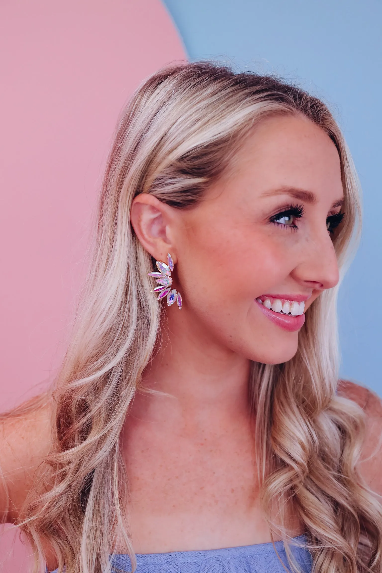 Charismatic Crystal Half Circle Earring - AB