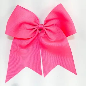 Chixx Solid Plain Basic Cheer Dance Softball Bows - Neon Pink