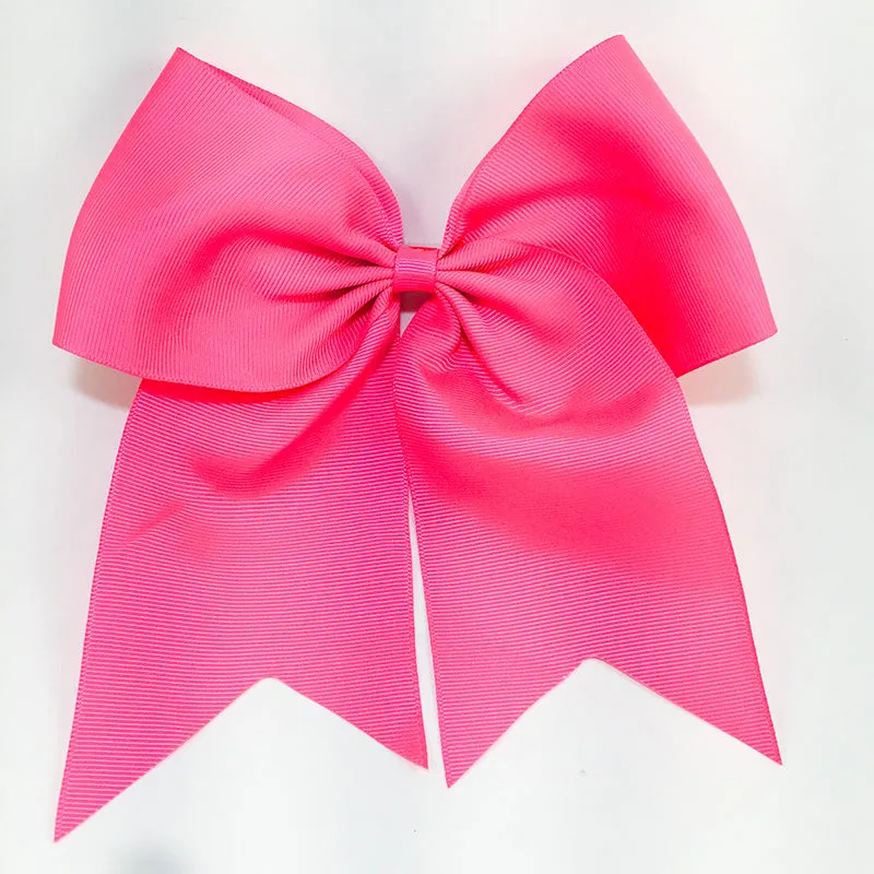 Chixx Solid Plain Basic Cheer Dance Softball Bows - Neon Pink