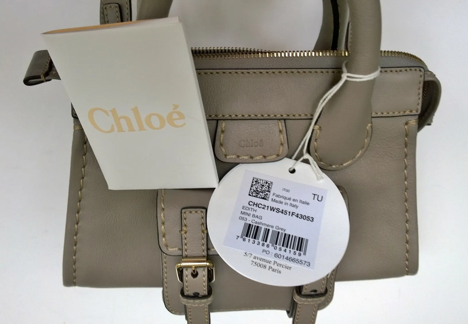 Chloé Edith Mini Grey Leather Handbag Crossbody Small Bag