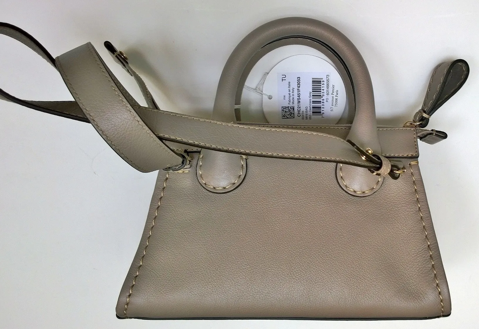 Chloé Edith Mini Grey Leather Handbag Crossbody Small Bag