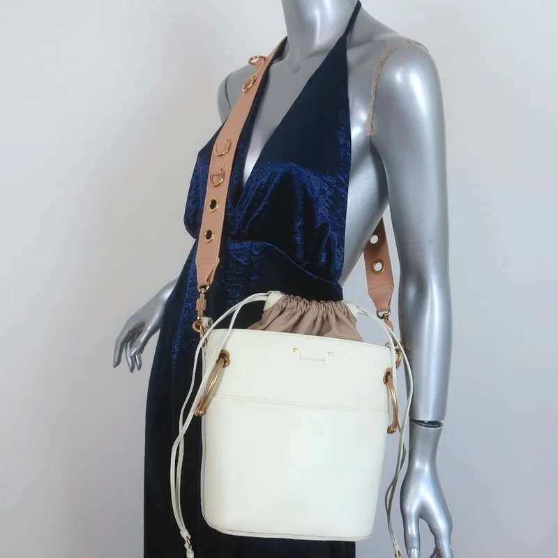 Chloe Roy Bucket Bag Cream Leather Small Crossbody Shoulder Bag