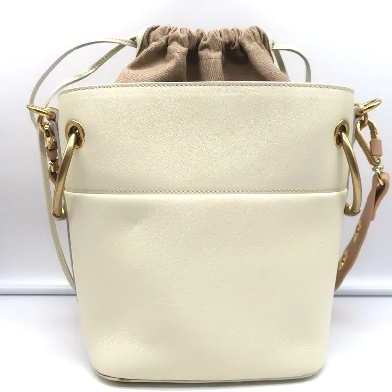 Chloe Roy Bucket Bag Cream Leather Small Crossbody Shoulder Bag