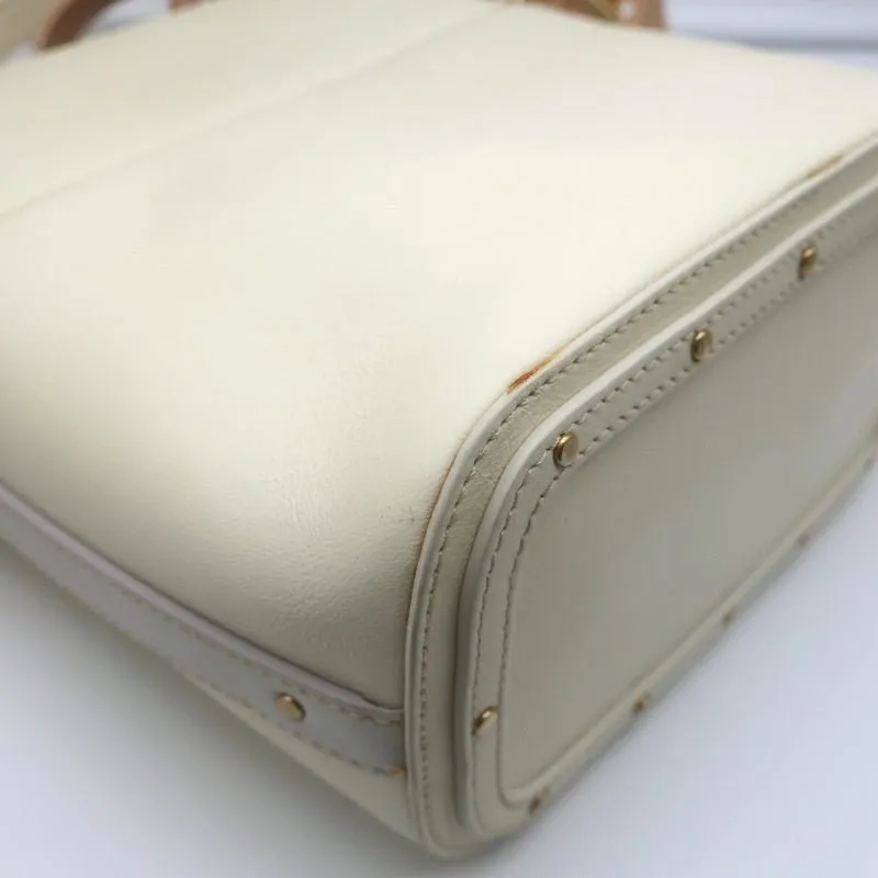 Chloe Roy Bucket Bag Cream Leather Small Crossbody Shoulder Bag
