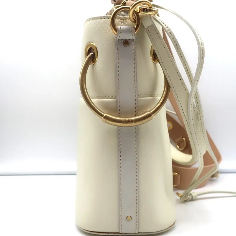 Chloe Roy Bucket Bag Cream Leather Small Crossbody Shoulder Bag