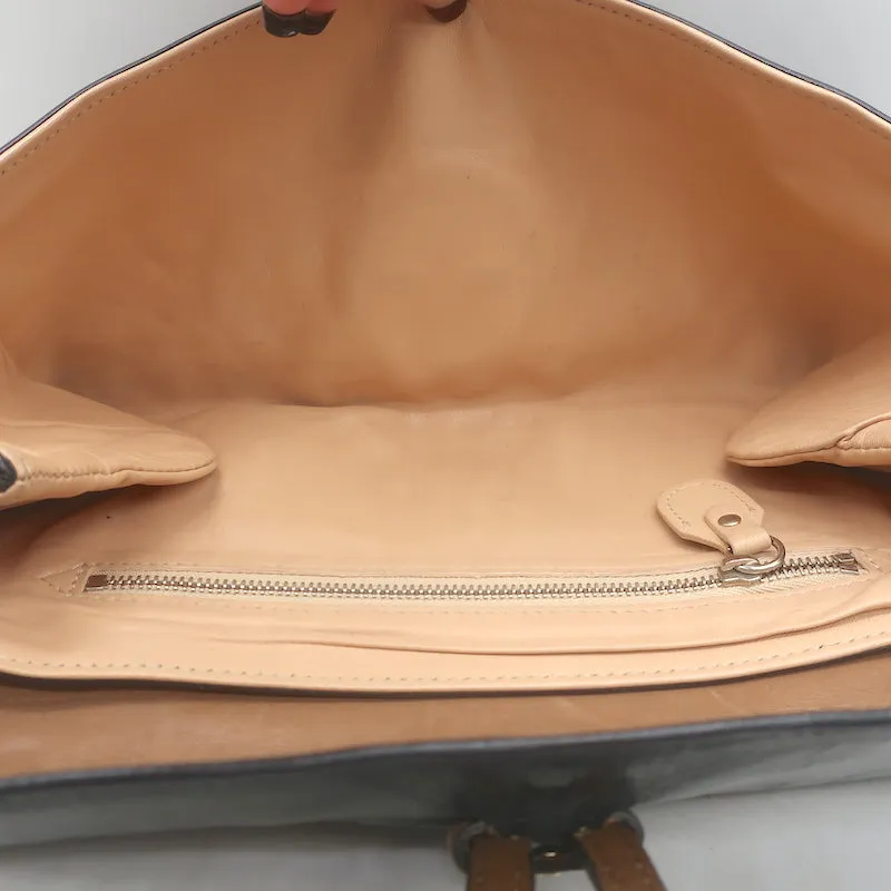 Chloe Turn Lock Clutch Black Patent & Brown Leather Bag
