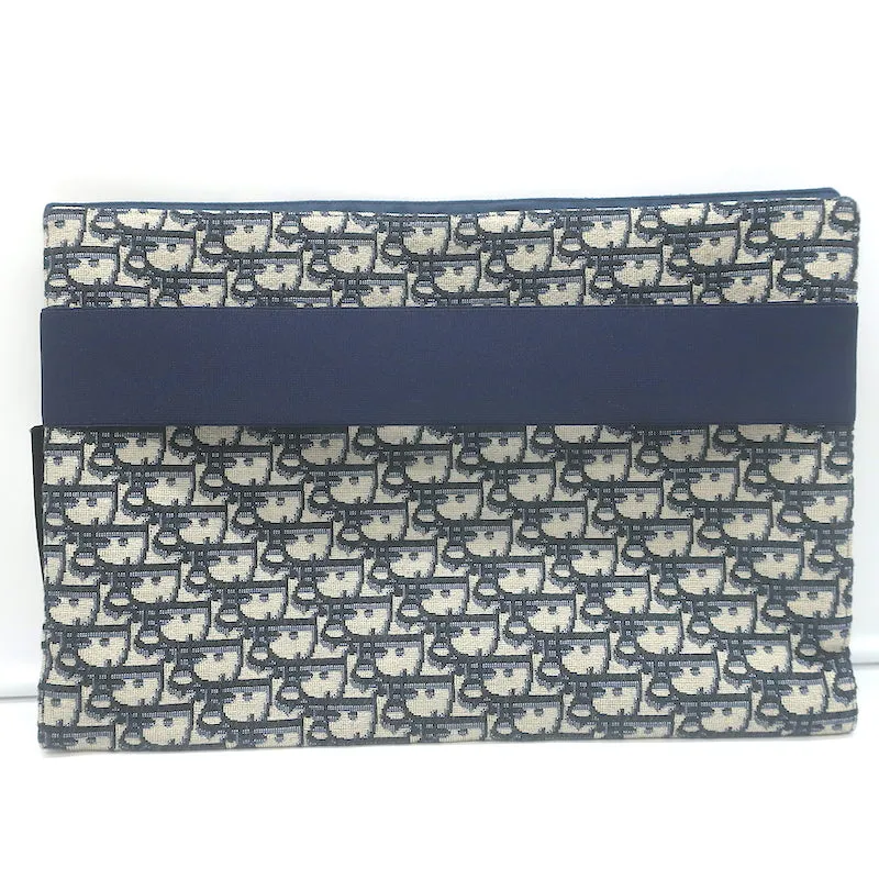 Christian Dior Oblique Kit Voyage Travel Bag Ecru/Navy Clutch Unisex NEW