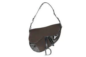 Christian Dior Patent-Trimmed Saddle Bag
