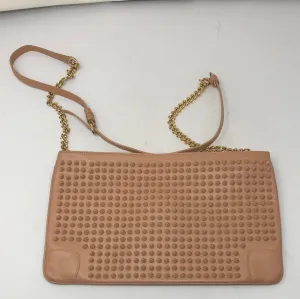 Christian Louboutin beige leather studded top zip clutch/crossbody bag