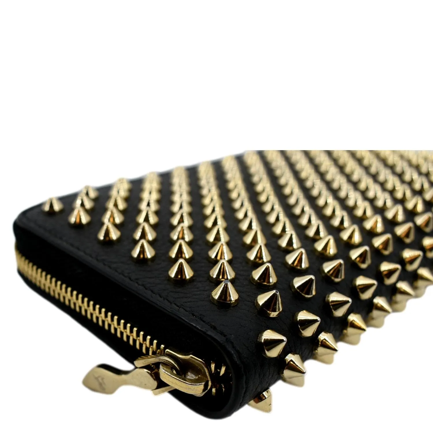 CHRISTIAN LOUBOUTIN Panettone Studded Leather Zippy Wallet Black