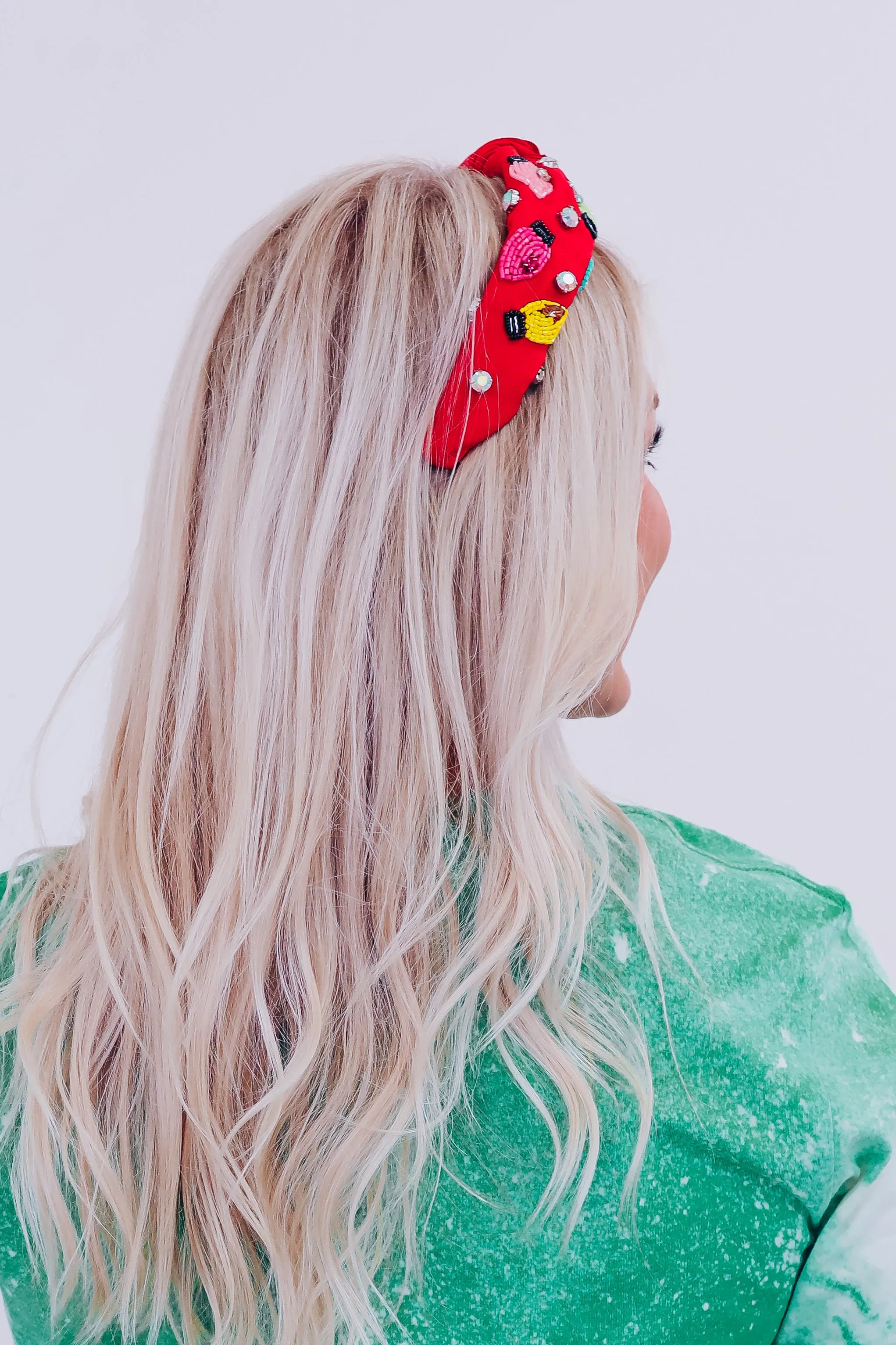 Christmas Lights See Bead Headband - Red