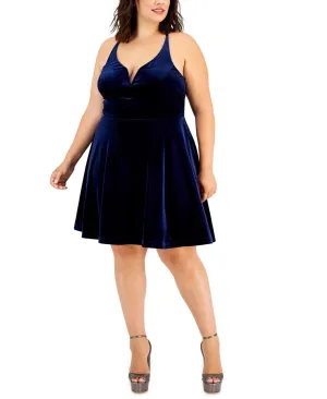 City Studios Trendy Plus Size Velvet Fit & Flare Dress 1656HJ9PD1