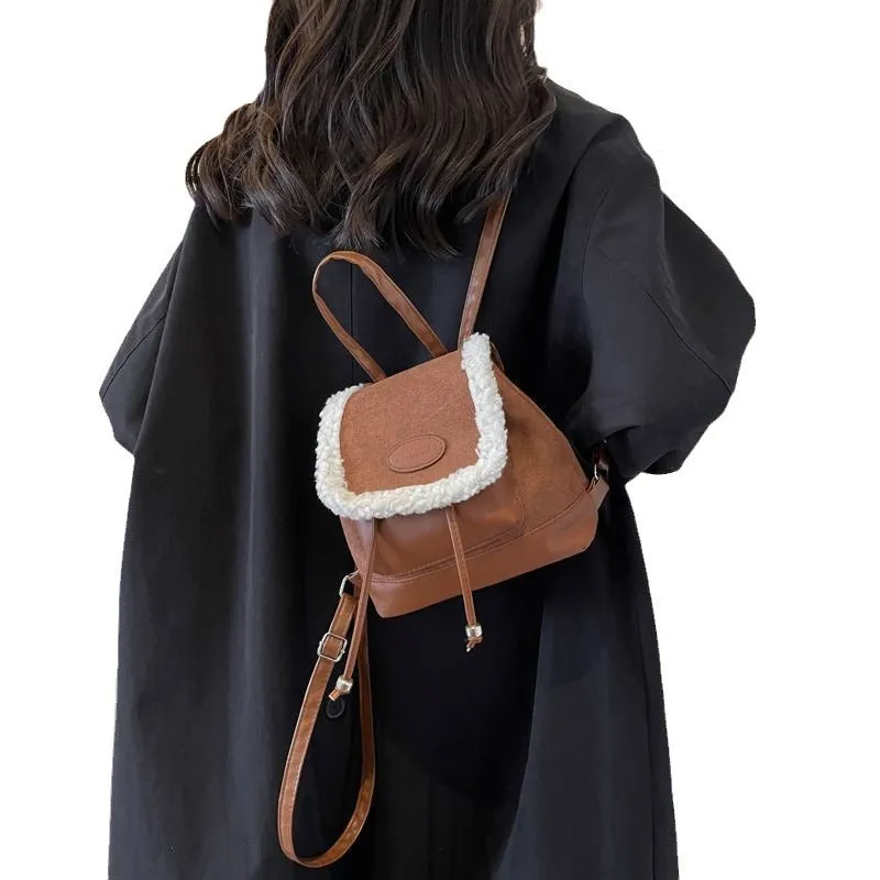 Classic Women's Design Retro Fashion Furry Backpacks