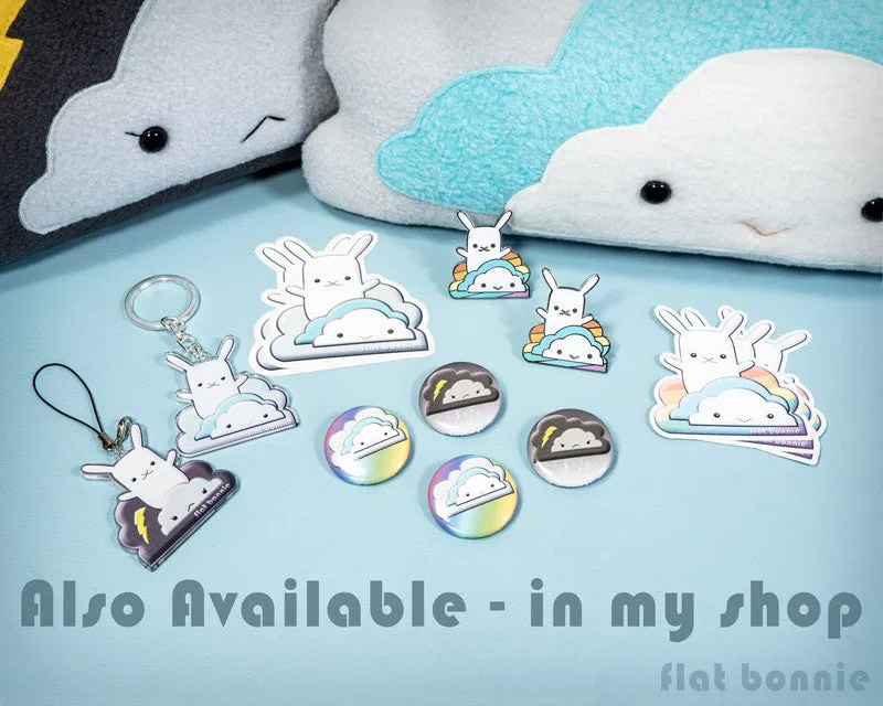 Cloud reversible plush pillow - Handmade happy / stormy cloud