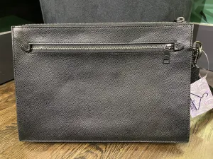 Coach Black Leather Top Zip Large Wristlet