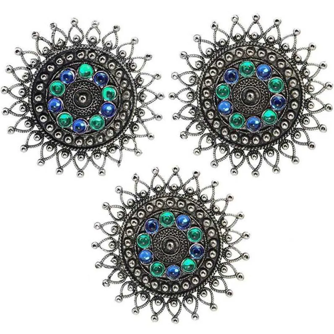 Combo of Multicolor Stones Stud Earrings With Ring