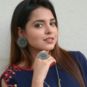 Combo of Multicolor Stones Stud Earrings With Ring
