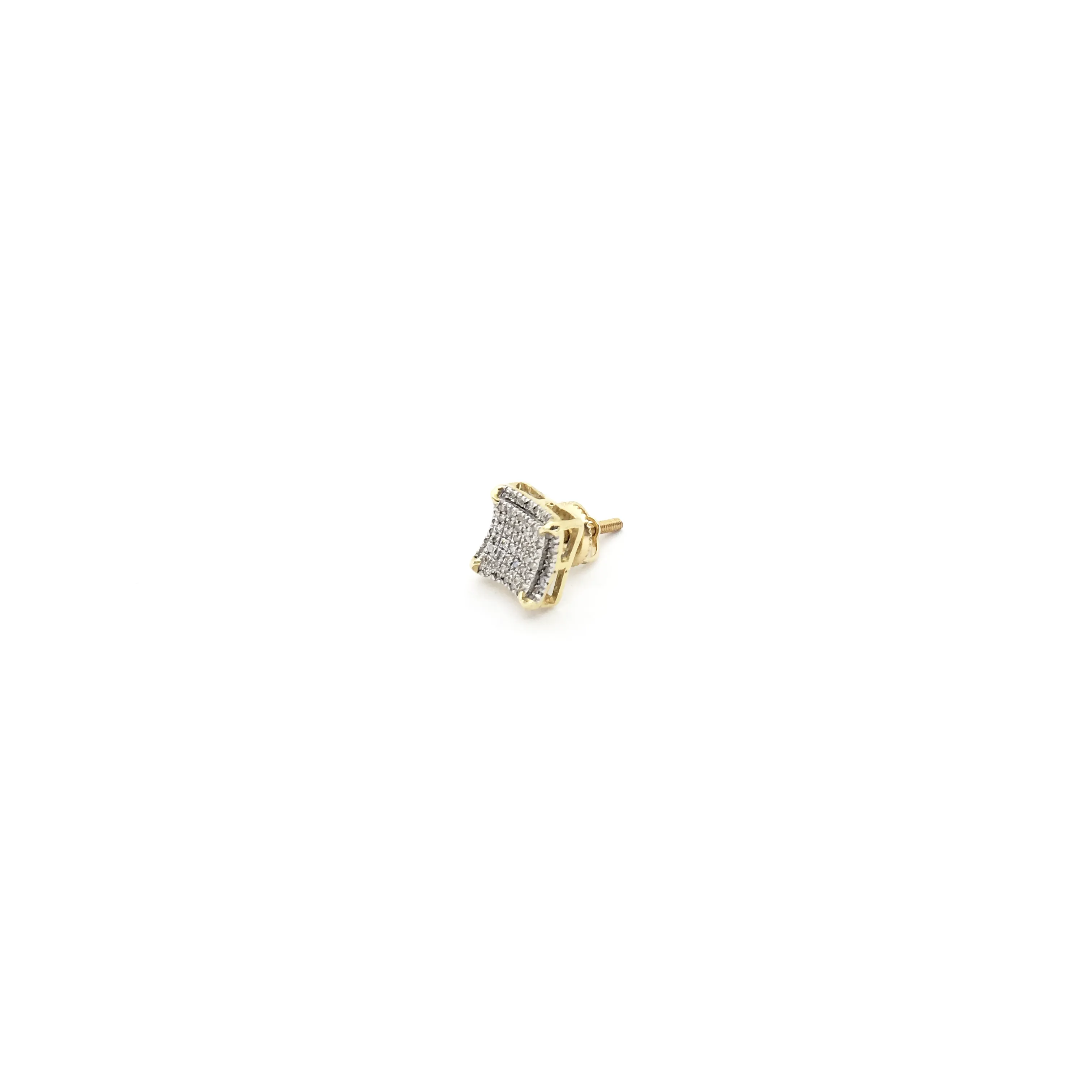 Concave Square Dome Diamond Stud Earrings (10K)