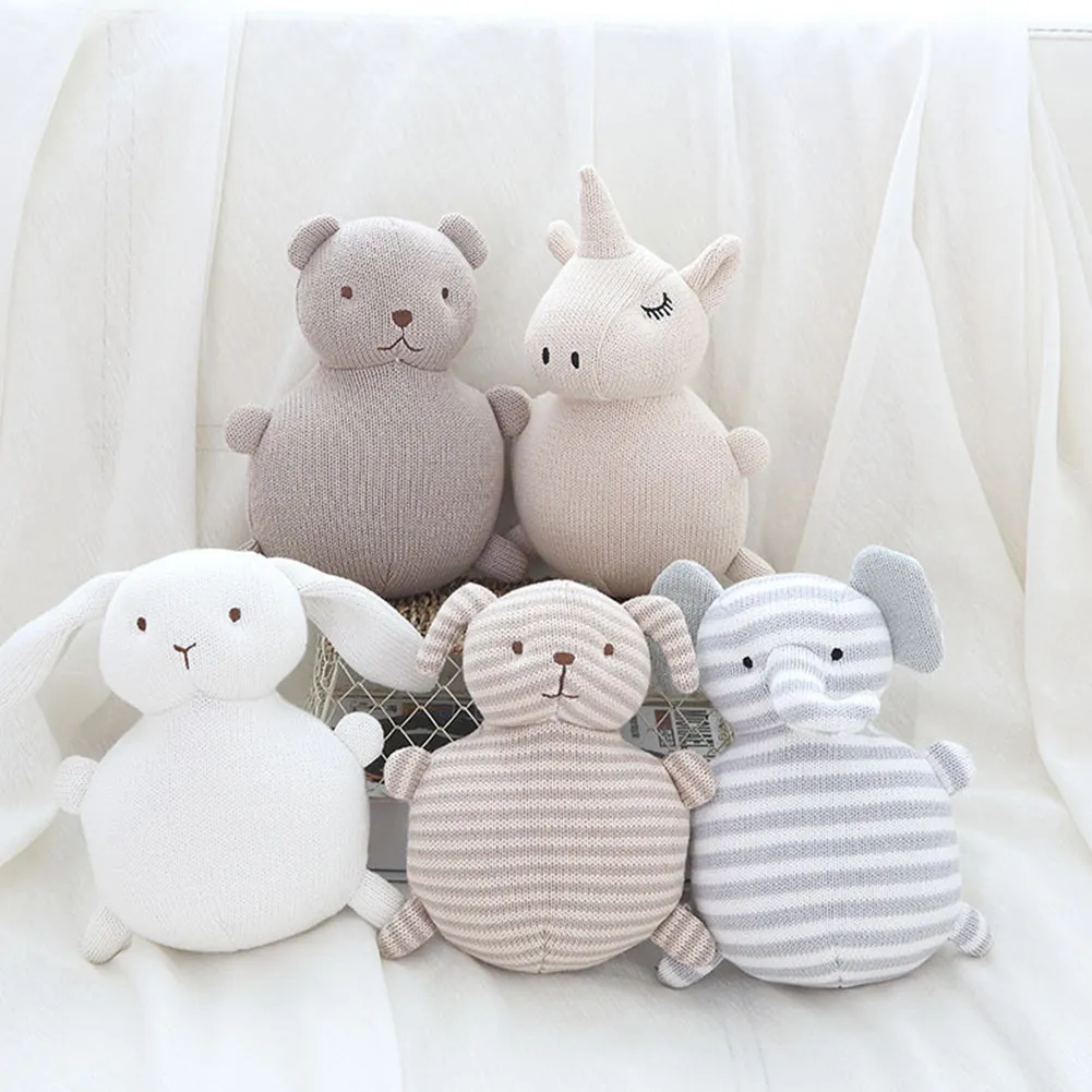 Cotton Knitted Wool Animal Doll Super Cute Baby Pacified Plush Toys Puppy (built-in bell)