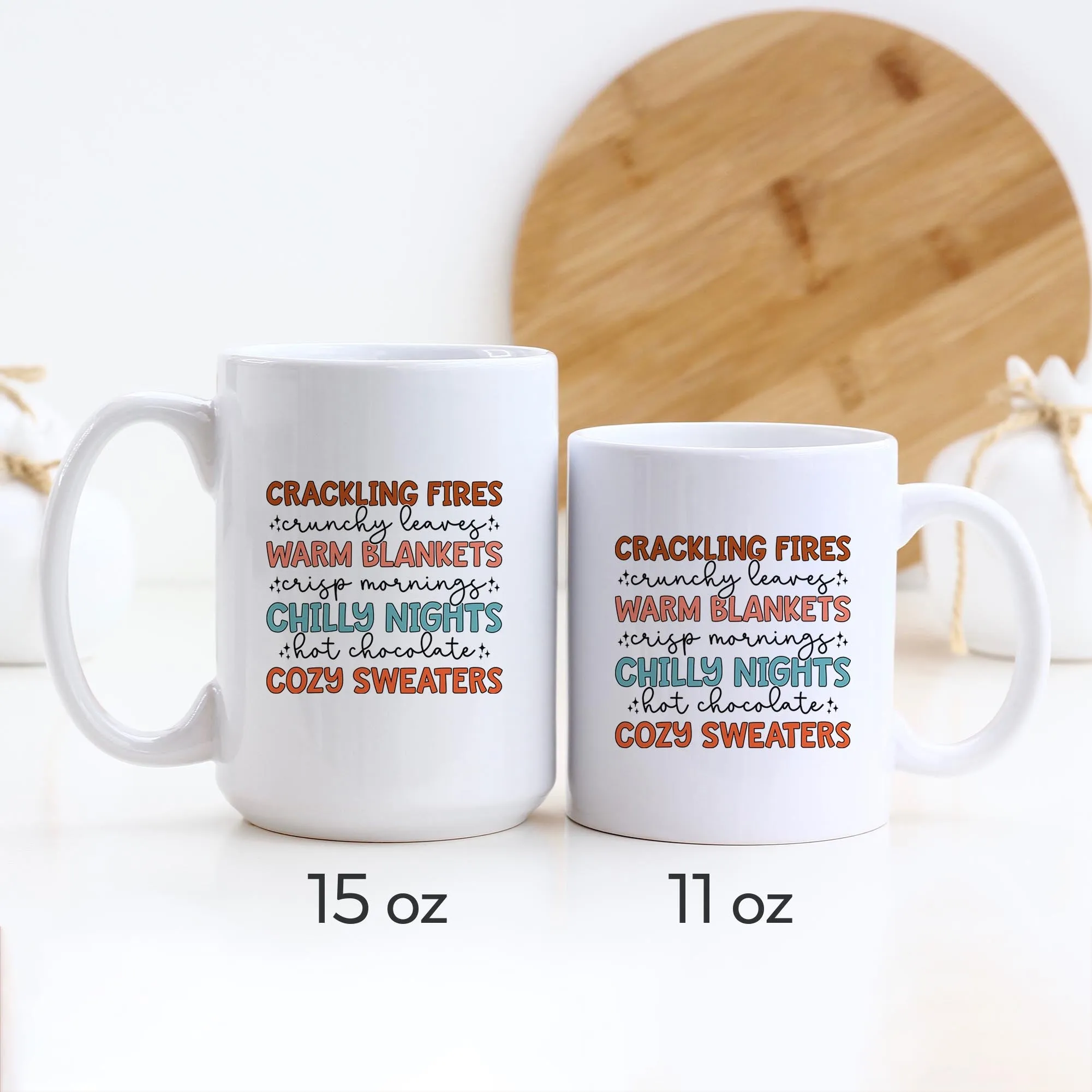Crackling Fires Warm Blankets Chilly Nights Fall Ceramic Mug