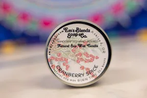 Cranberry Spice Soy Wax Candle in Tin | Warm & Inviting Aroma