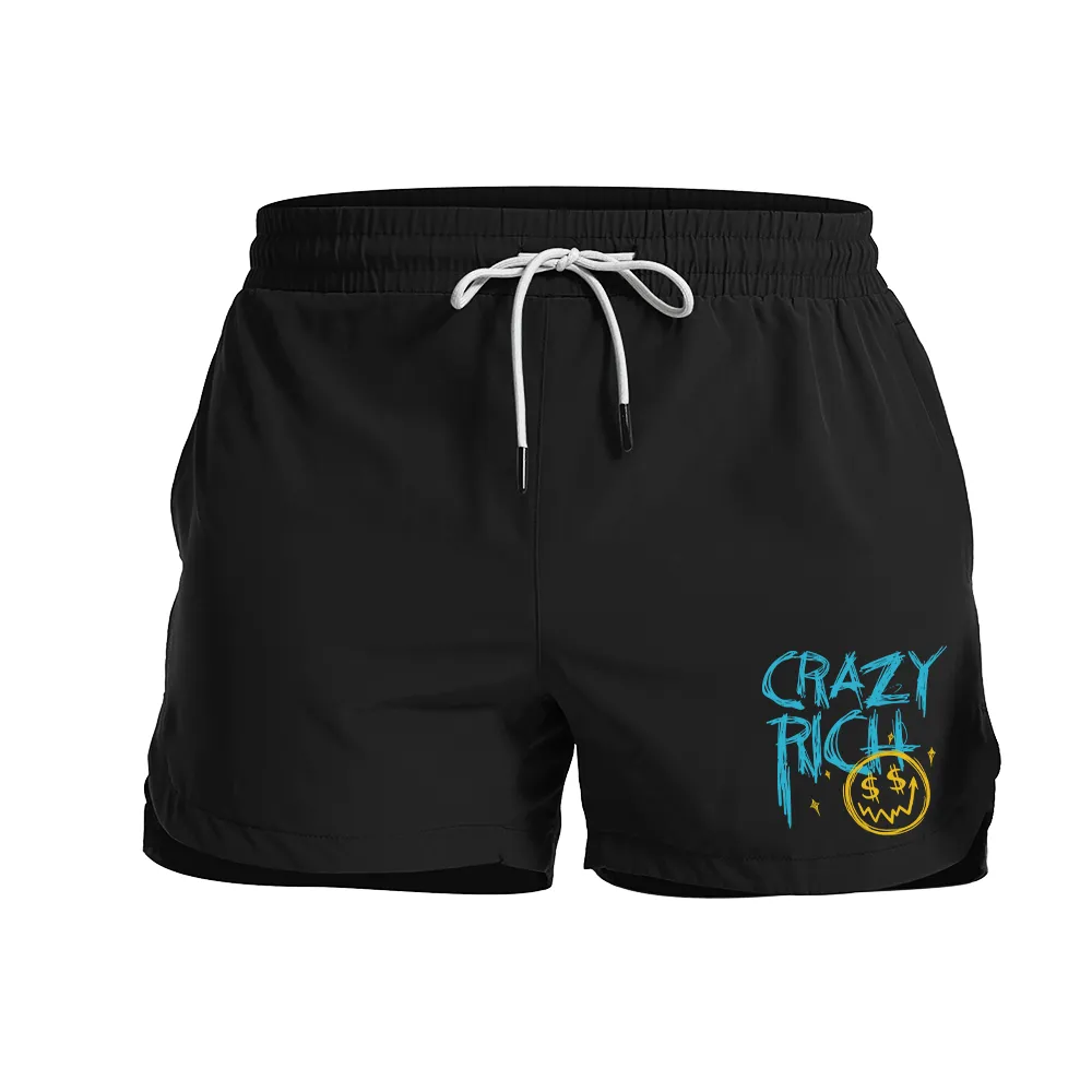 Crazy Rich Smiley Face Graphic Shorts