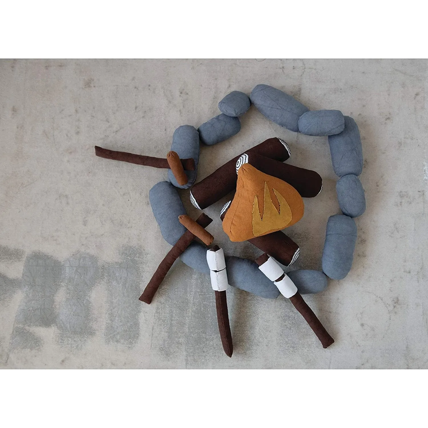 Creative Co-Op Handmade Canvas Fire Pit Kit with Embroidery, Set of 20 Pieces in Drawstring Bag