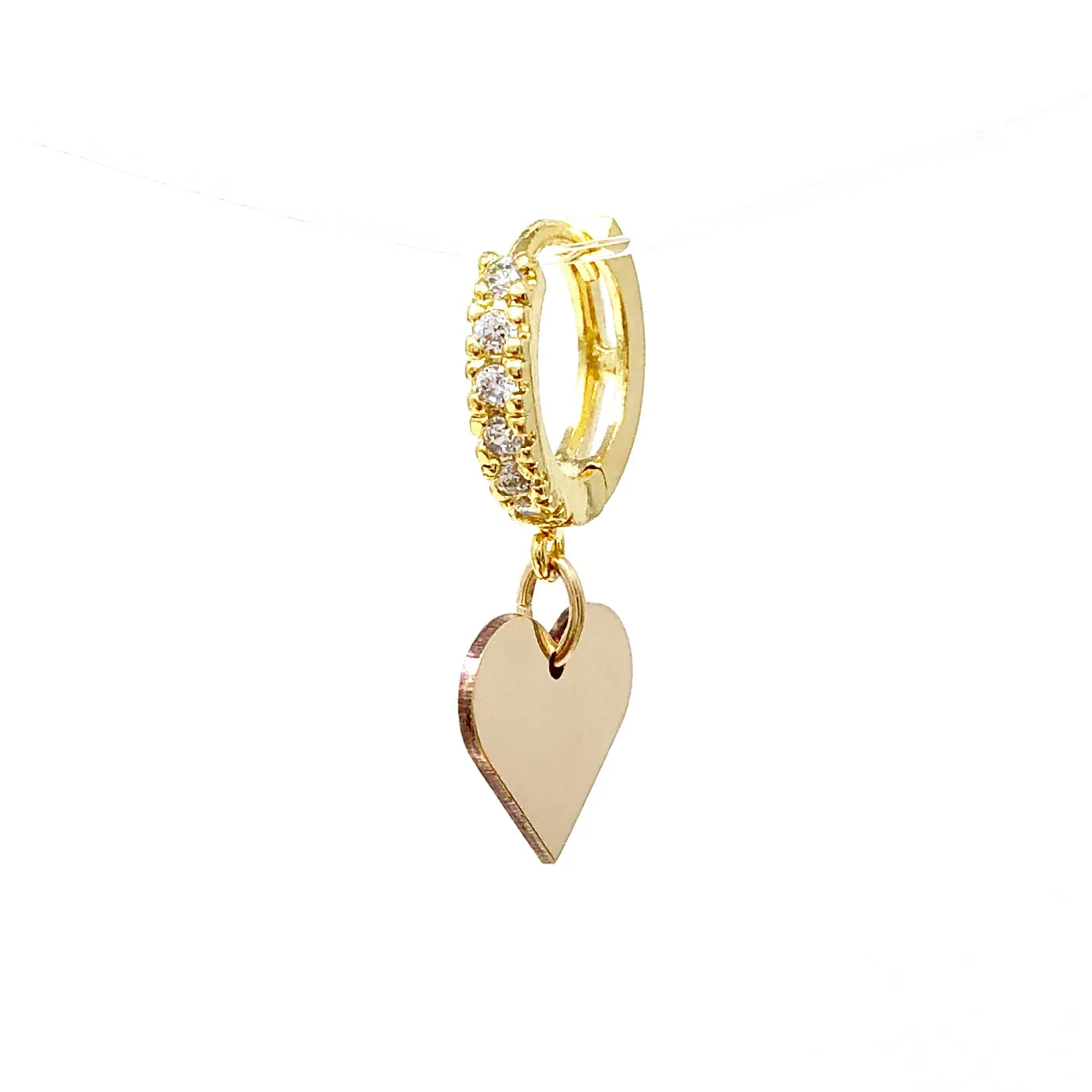 Crystal Huggie Earring with Heart