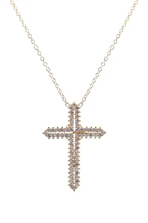 CUBIC ZIRCONIA POINTY CROSS PENDANT NECKLACE