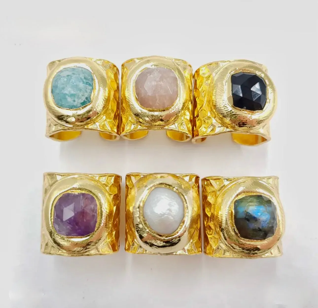 Cuff ring with a faceted stone 120-3 | Erika Williner Designs