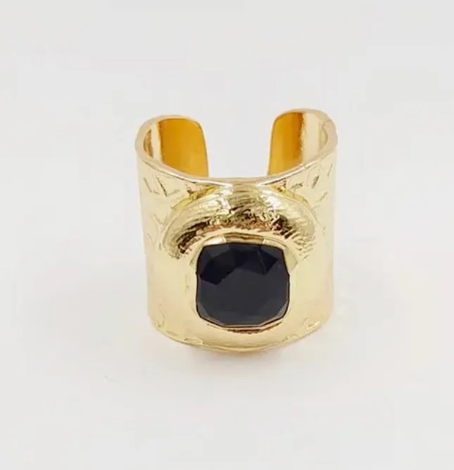 Cuff ring with a faceted stone 120-3 | Erika Williner Designs