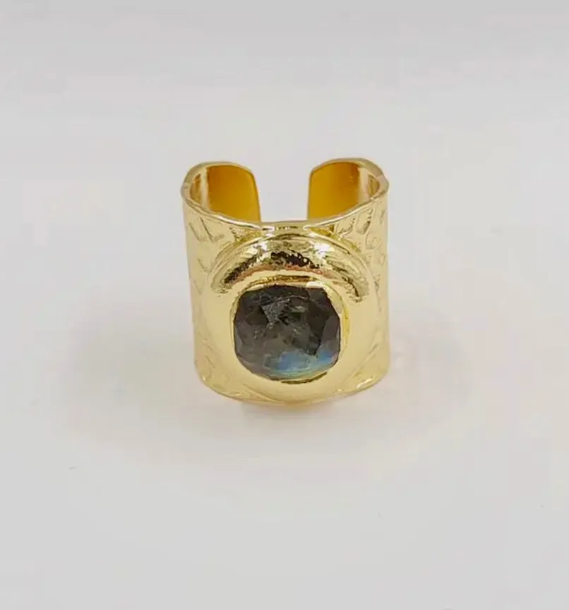 Cuff ring with a faceted stone 120-3 | Erika Williner Designs