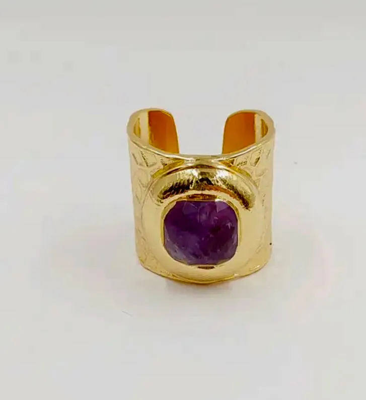 Cuff ring with a faceted stone 120-3 | Erika Williner Designs