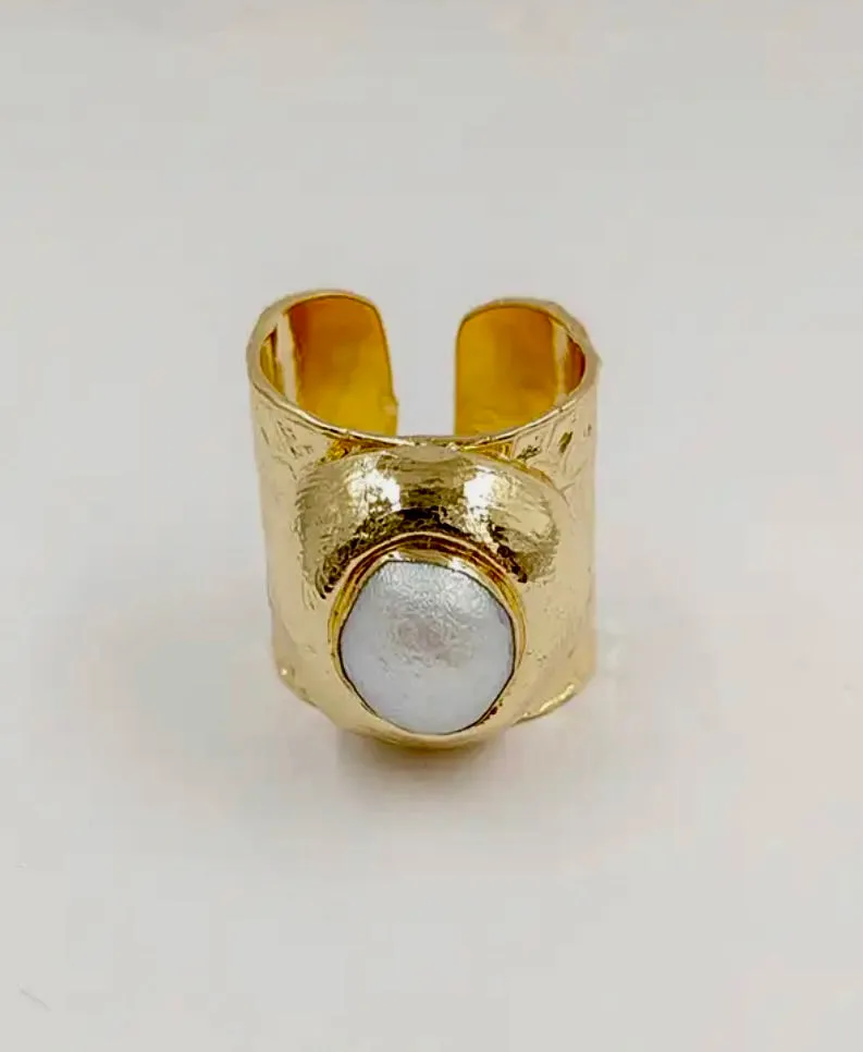 Cuff ring with a faceted stone 120-3 | Erika Williner Designs