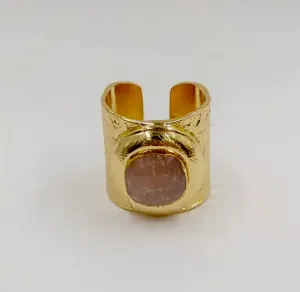 Cuff ring with a faceted stone 120-3 | Erika Williner Designs